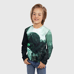 Лонгслив детский Скелет космонавта перед планетой, цвет: 3D-принт — фото 2