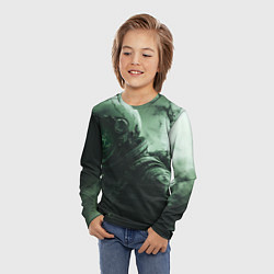 Лонгслив детский Зеленый скелет космонавта, цвет: 3D-принт — фото 2
