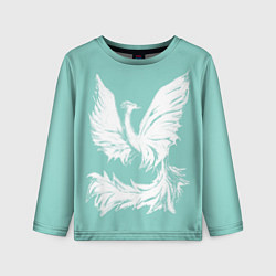 Лонгслив детский Мятный зелёный с художественной птицей, цвет: 3D-принт