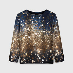 Лонгслив детский Золотые блестки на черно-синем фоне, цвет: 3D-принт