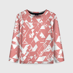 Детский лонгслив Розовый с белыми вставками абстрактный