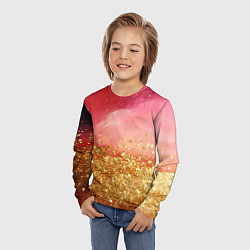 Лонгслив детский Золотая пыльца на розовой текстуре, цвет: 3D-принт — фото 2