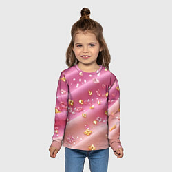 Лонгслив детский Золотинки на розовой текстуре, цвет: 3D-принт — фото 2