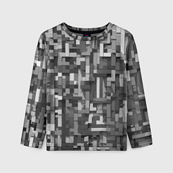 Лонгслив детский Серый геометричные полоски, цвет: 3D-принт