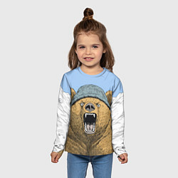 Лонгслив детский Злой орущий медведь, цвет: 3D-принт — фото 2
