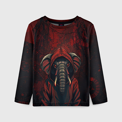 Детский лонгслив Слон в балахоне / 3D-принт – фото 1