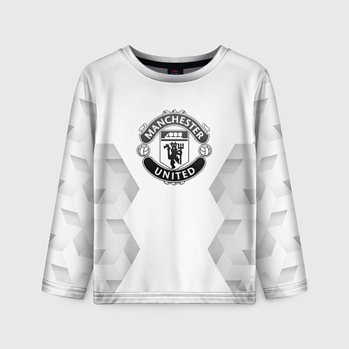 Детский лонгслив Manchester United white poly / 3D-принт – фото 1