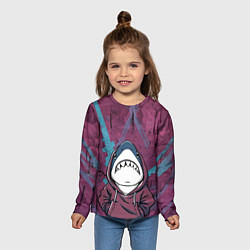 Лонгслив детский Акула в капюшоне, цвет: 3D-принт — фото 2