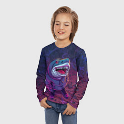 Лонгслив детский Акула в балахоне, цвет: 3D-принт — фото 2