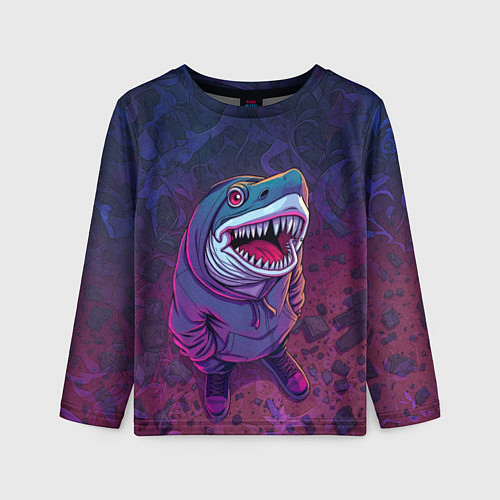 Детский лонгслив Акула в балахоне / 3D-принт – фото 1