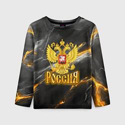 Лонгслив детский Россия черно-желтый фон, цвет: 3D-принт