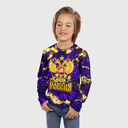 Лонгслив детский Россия - фиолетовая текстура, цвет: 3D-принт — фото 2