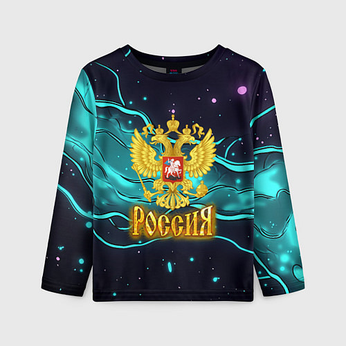 Детский лонгслив Россия - березовая абстракция / 3D-принт – фото 1