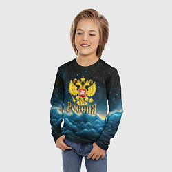 Лонгслив детский Россия - герб на синем небе, цвет: 3D-принт — фото 2