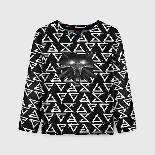 Детский лонгслив Ведьмак паттерн лого / 3D-принт – фото 1
