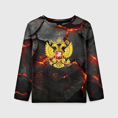 Детский лонгслив Герб России на фоне объемных плит / 3D-принт – фото 1