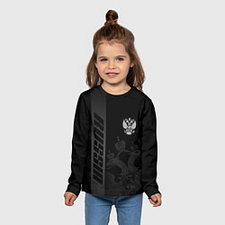 Лонгслив детский Герб России - черный монохром, цвет: 3D-принт — фото 2