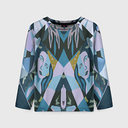 Лонгслив детский Лицо женщины цветной паттерн, цвет: 3D-принт