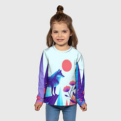 Лонгслив детский Волк в долине охраняет цветок, цвет: 3D-принт — фото 2