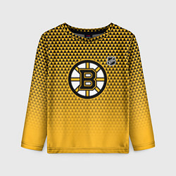Лонгслив детский Бостон Брюинз - паттерн треугольников, цвет: 3D-принт