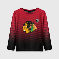 Лонгслив детский Чикаго Блэкхокс - геометрический градиент, цвет: 3D-принт