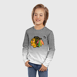 Лонгслив детский Чикаго Блэкхокс - геометрический паттерн с градиен, цвет: 3D-принт — фото 2