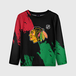 Лонгслив детский Чикаго Блэкхокс - брызги красок, цвет: 3D-принт