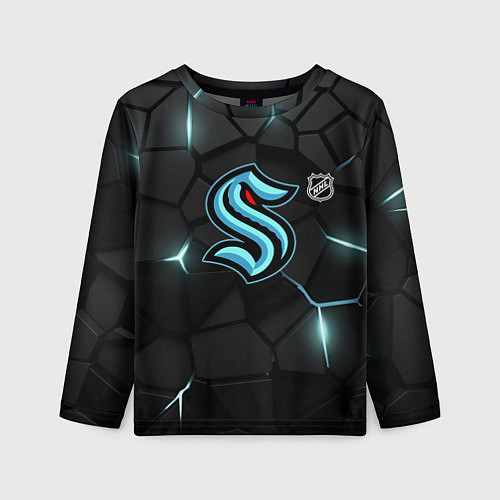 Детский лонгслив Сиэтл Кракен - НХЛ хоккей / 3D-принт – фото 1