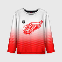 Лонгслив детский Детройт Ред Уингз - красно белый градиент, цвет: 3D-принт