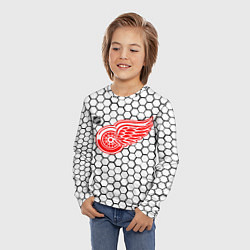Лонгслив детский Детройт Ред Уингз - белые соты, цвет: 3D-принт — фото 2