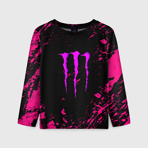 Детский лонгслив Monster energy неоновые краски лого / 3D-принт – фото 1