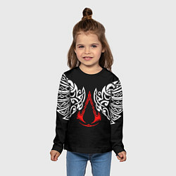 Лонгслив детский Силуэт ворона - Aссасинс Крид, цвет: 3D-принт — фото 2