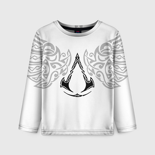 Детский лонгслив Ассасин Крид - узор ворон / 3D-принт – фото 1