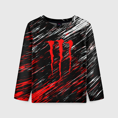 Детский лонгслив Monster energy полосы красок / 3D-принт – фото 1