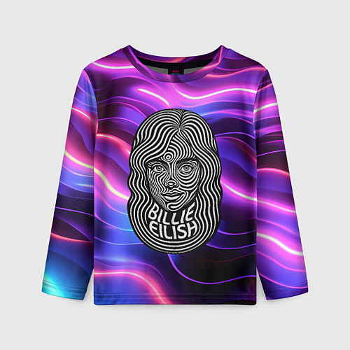 Детский лонгслив Портрет Билли Айлиш из линий / 3D-принт – фото 1
