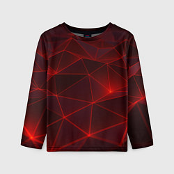 Детский лонгслив Красные полигоны с неоном