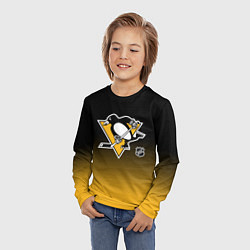 Лонгслив детский Питтсбург Пингвинз - градиент, цвет: 3D-принт — фото 2