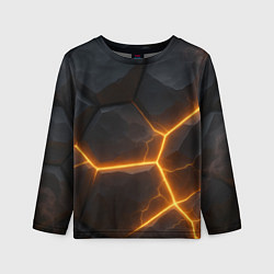 Лонгслив детский Черные плиты с оранжевой молнией, цвет: 3D-принт