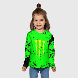 Лонгслив детский Monster energy кислотные брызги, цвет: 3D-принт — фото 2