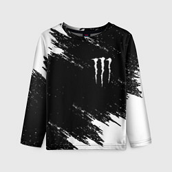 Лонгслив детский Monster energy краски штрихи белые, цвет: 3D-принт