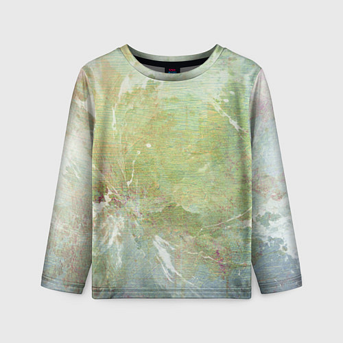 Детский лонгслив Абстракция - white waves on green background / 3D-принт – фото 1