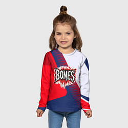 Лонгслив детский Bones лого на красной краске, цвет: 3D-принт — фото 2