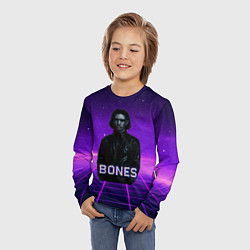 Лонгслив детский Bones retrowave, цвет: 3D-принт — фото 2