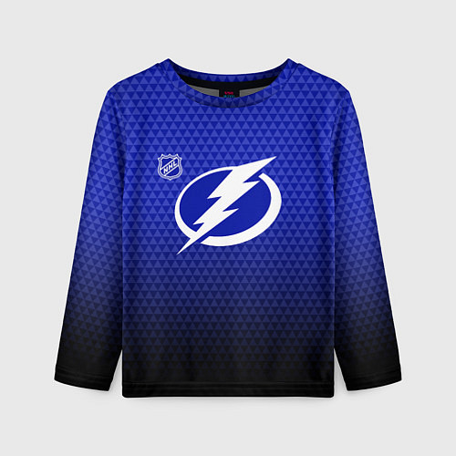 Детский лонгслив Тампа Бэй Лайтнинг - синий градиент / 3D-принт – фото 1