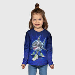Лонгслив детский Тралалеро тралала - акула киборг, цвет: 3D-принт — фото 2