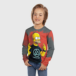 Лонгслив детский Гомер в футболке Linkin Park, цвет: 3D-принт — фото 2
