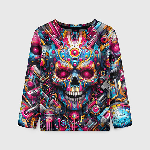 Детский лонгслив Art cyber skull - ai art fantasy / 3D-принт – фото 1