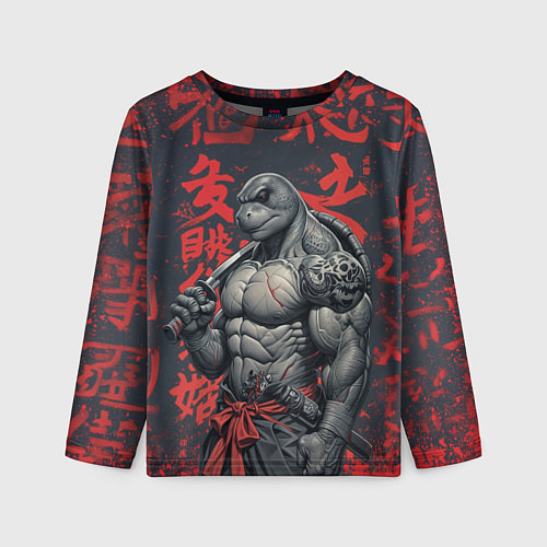 Детский лонгслив Антропоморфная черепаха воин - нейроарт / 3D-принт – фото 1