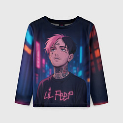 Детский лонгслив LiL Peep - Неоновый аниме арт