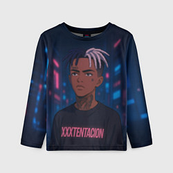 Детский лонгслив XXXTentacion - Неоновый аниме арт